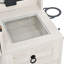 Meuble-lavabo blanc avec miroir à DEL mobile, réglage de la luminosité, plateau en verre, prise de recharge, 4 tiroirs, 2 armoires et tabouret