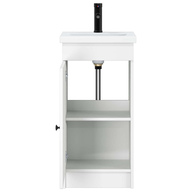 Single Bathroom Vanity with Ceramic Basin, White