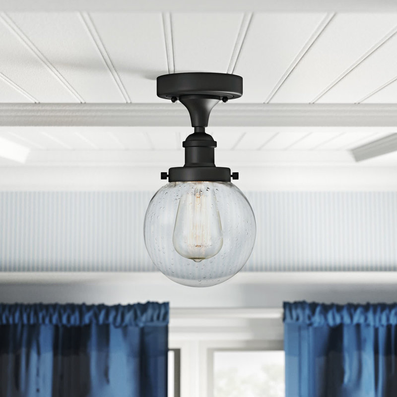 Chippewa Glass Semi Flush Mount, Matte Black, No Bulb Included, Seedy