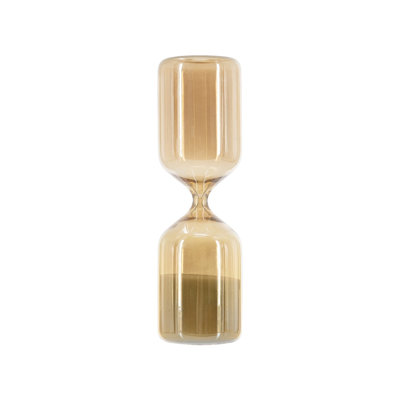 Rounded Glass Hourglass Timer with Shimmering Amber Finish, 30-Minute Sand Timer, 2.4 x 2.4 x 8 Inches