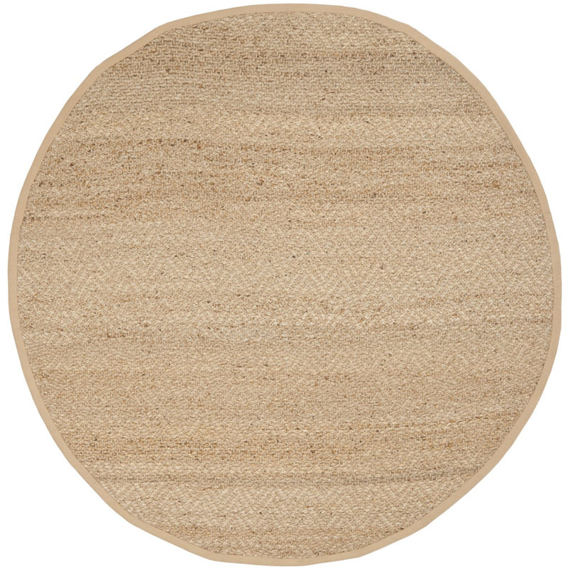 Borrego Natural Fiber Hand Woven Jute Chevron Rug, Round 7'
