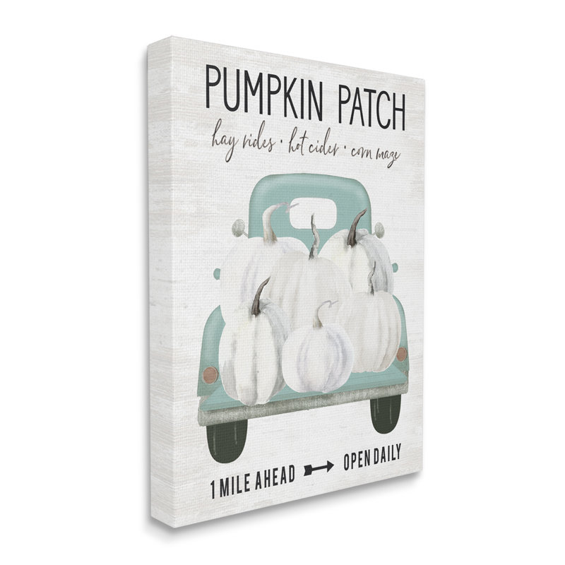 «Pumpkin Patch Mile Ahead Sign», Toile tendue, H 40 po x l 30 po x P 1,5 po