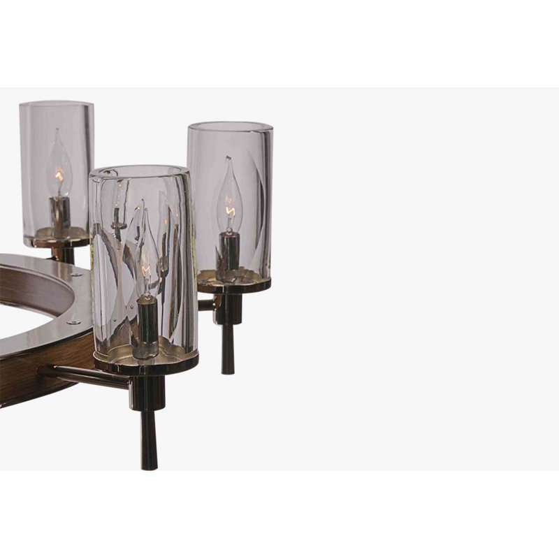 8 - Light Chandelier, Natural Bronze/Dark Mahogany, Clear, 24" H x 40" W x 40" D