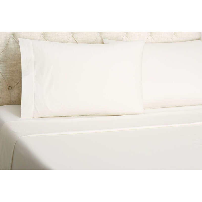 Ensemble de draps en coton certifié Supima 600 fils Supima, Ensemble de drap pour grand lit avec drap-housse, Ivoire
