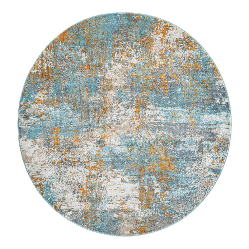 Haefner Abstract Indoor Rug, Round 5'5"