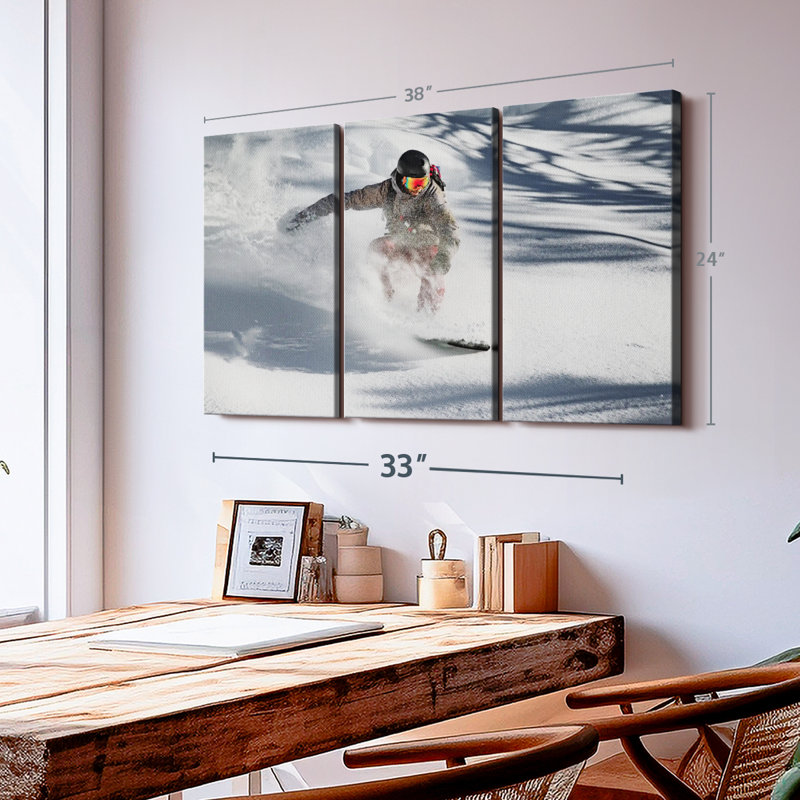 «Aosta Valley Snowboarding», 3 pièces, H 24 po x l 38 po