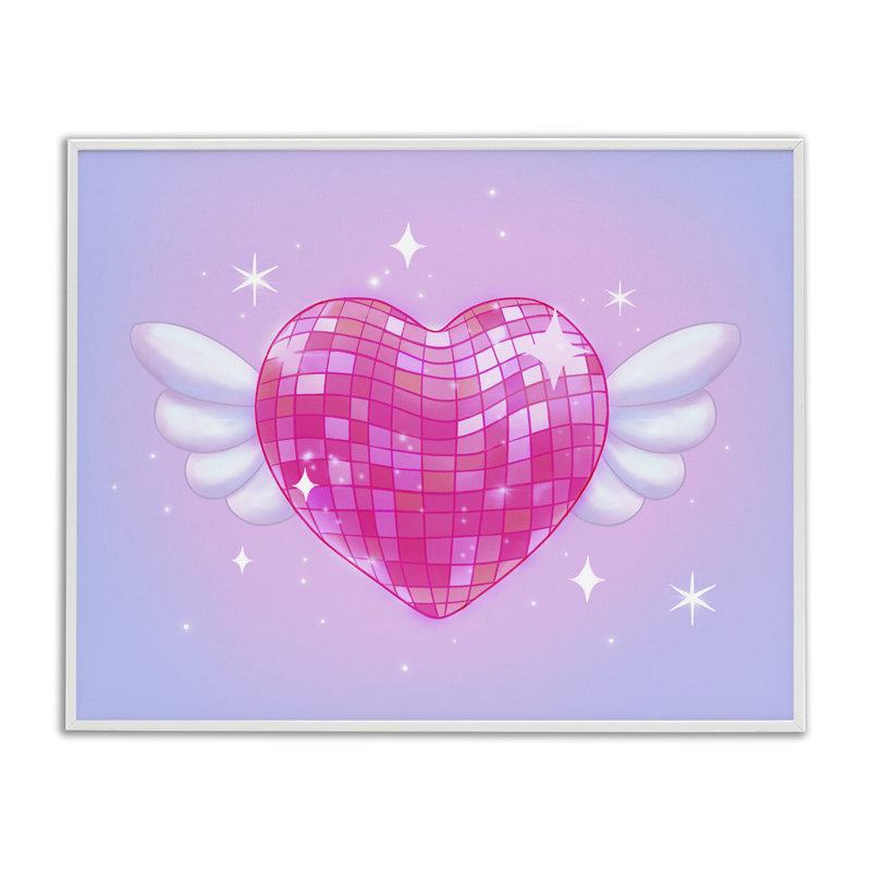 Cœur disco avec des ailes, estampe numérique, design par Stephanie Sanchez, H 16 po x l 20 po