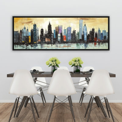 Skyline On Abstract Cityscape Print On Canvas