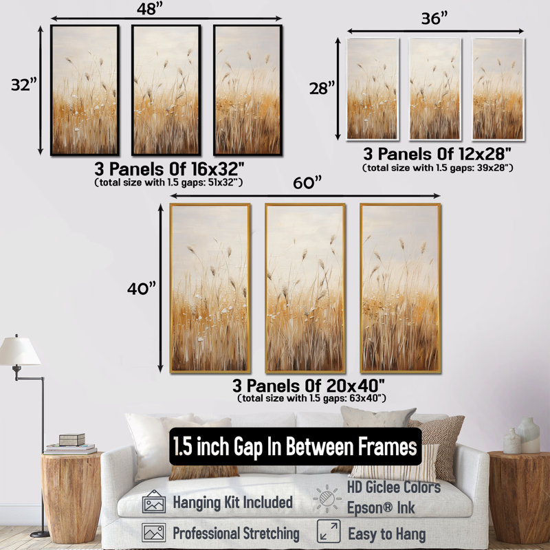 Ensemble de prairies prairies majestueuses, H 28 po x l 36 po x P 1 po, Cadre naturel flottant
