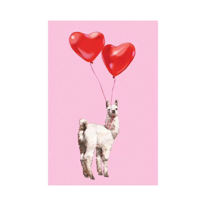 Llama And The Love Balloons by Big Nose Work - Wrapped Canvas Print, 66.04 cm H x 45.72 cm W x 1.91 cm D