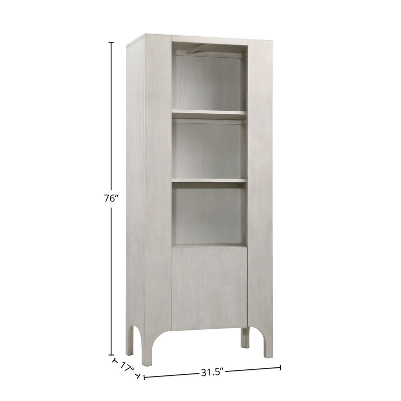 Maiya Light Gray Rubberwood Vertical Bookcase with Door