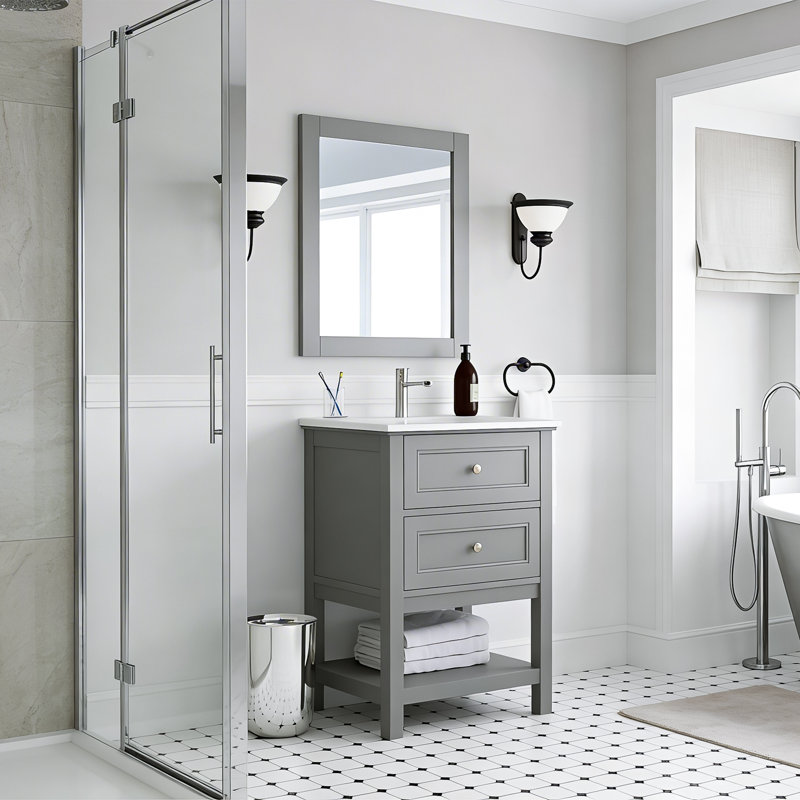 24'' Single Bathroom Vanity with Ceramic Top