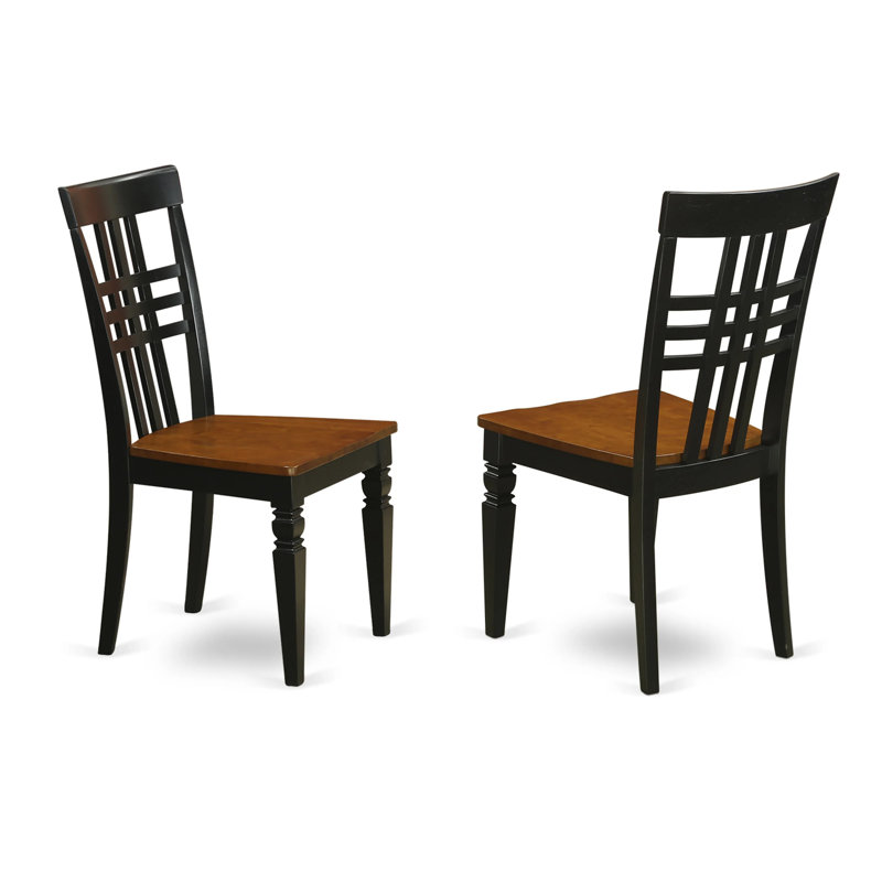 Ensemble de 2 chaises de salle à manger élégantes à dossier en bois massif noir et cerisier, Noir / Cerisier