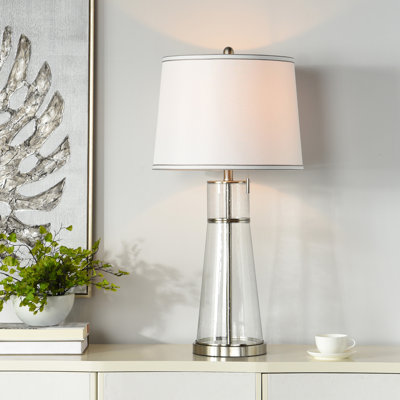 Lampe de table Doris - Graine transparente - Abat-jour blanc