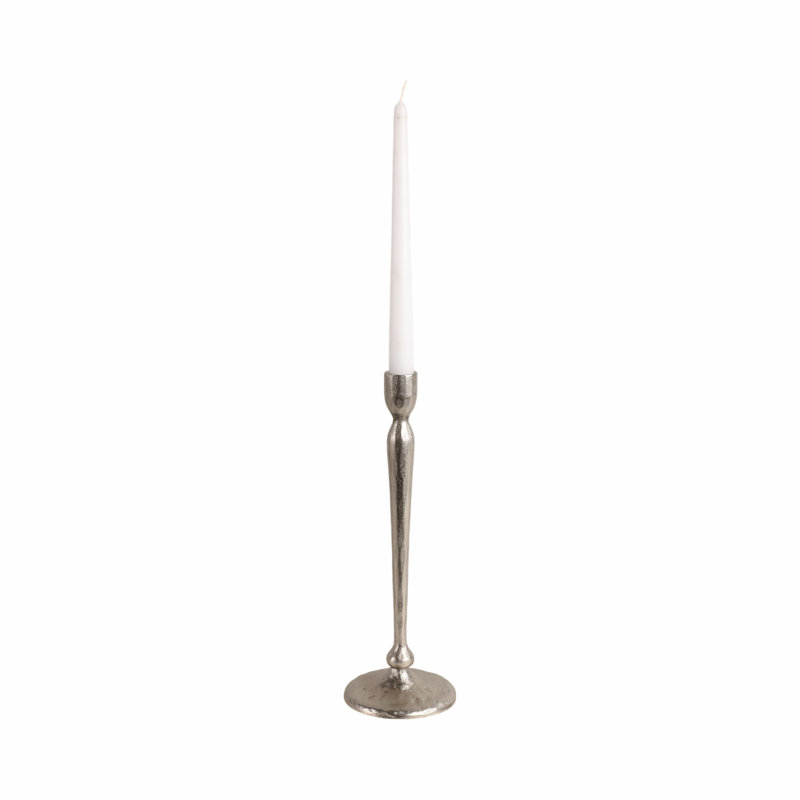 Sagebrook Home 15X5" Traditional Cast Iron Taper Holder, Silver, 12" H x 4" W x 4" D