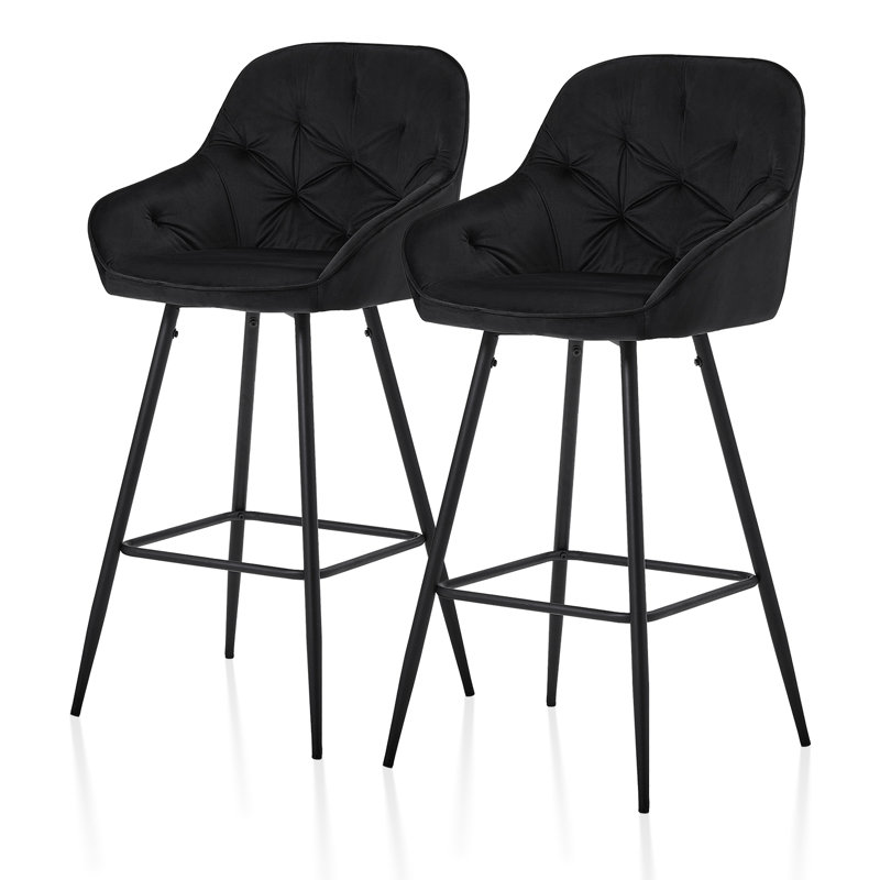 Adelmina Upholstered Counter Stool with Metal Frame, Black