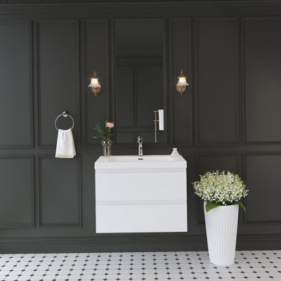30" Floating Bathroom Vanity With Sink, Modern Wall-Mounted Bathroom Storage