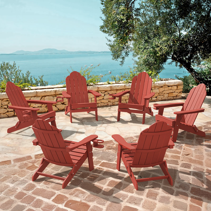 Chaise Adirondack pliante en plastique, Rouge, 2