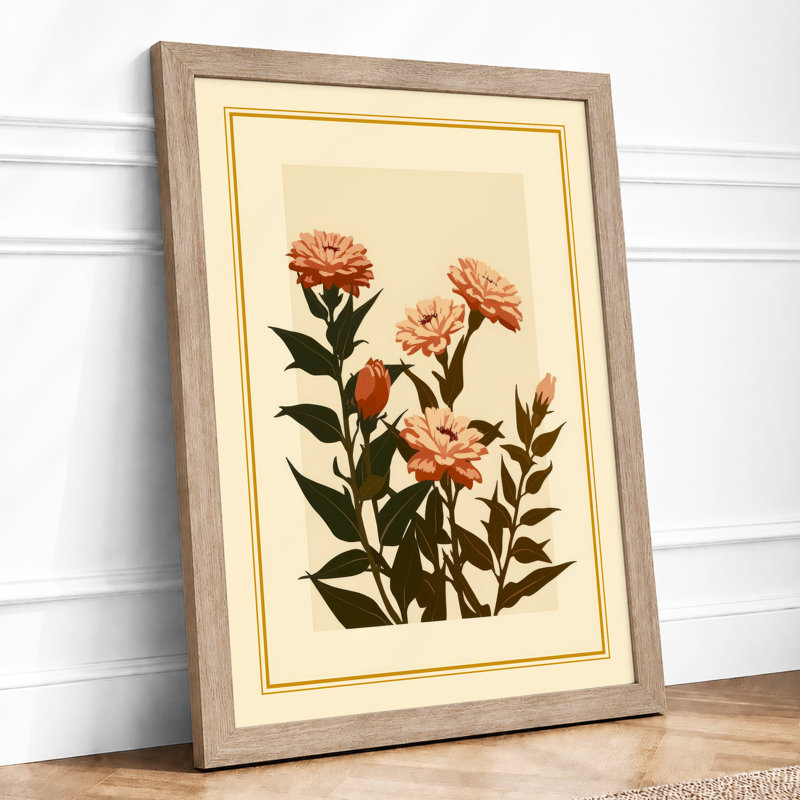 Carnation Study Botanical - Framed Print, A1 - 84.1 x 59.4 cm, Oak