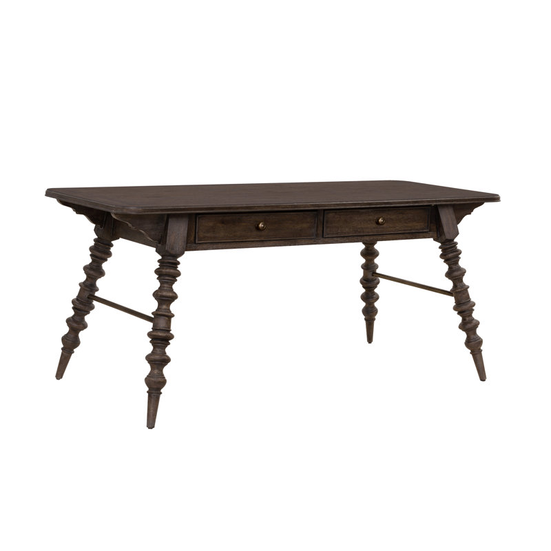 Chimney Smoke Brown Wood Writing Desk with Drawers