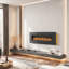 48 " Wall Mount Curved Front Electric Fireplace With Remote In Black, Multi-Colour Flame And Ember Bed,1400W/5000BTU