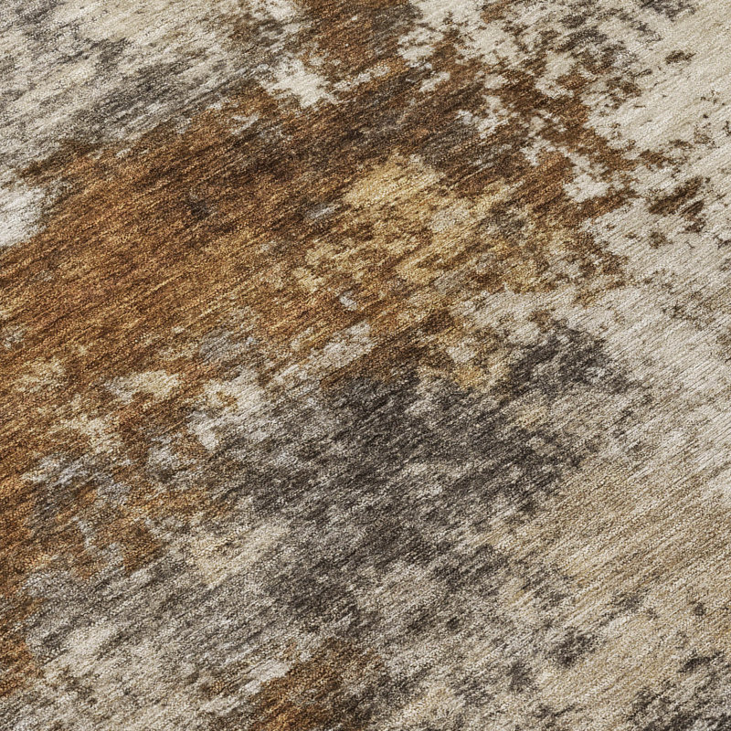 Machine Washable Indoor/Outdoor Xhevrie Brown Rug, Rectangle 8' x 10'