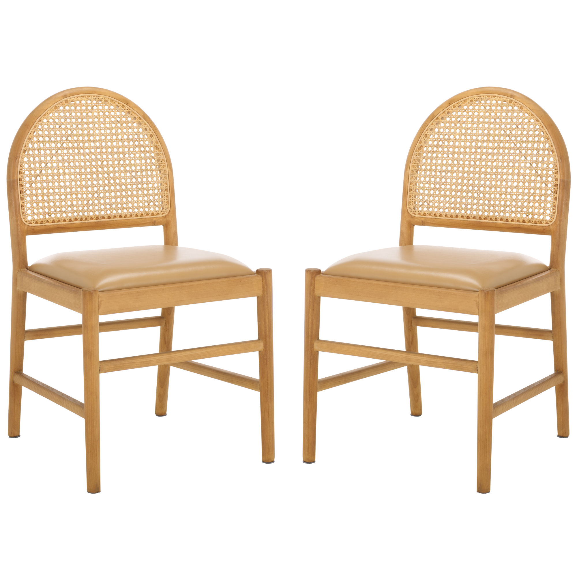 Ottavia Rattan And Leather Dining Chair, Natural, Natural Leather