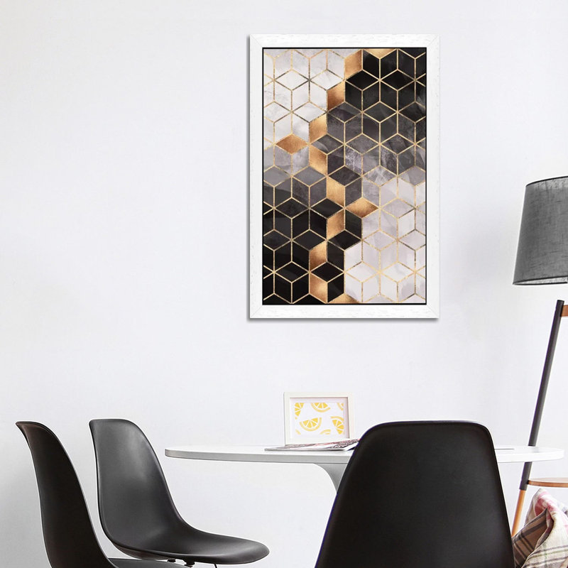 Smoky Cubes I - Print on Canvas, 101.6 cm H x 66.04 cm W, White Framed