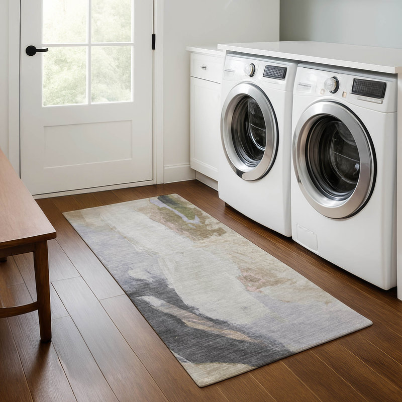 Premium Machine Washable Mouton Abstract Rug, Runner 2'3" x 7'6"