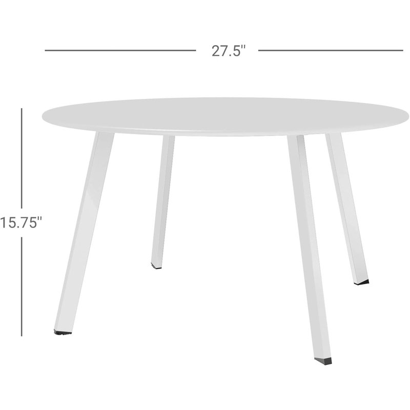 Table basse ronde en acier pour patio, table d'appoint d'extérieur résistante aux intempéries, grande table d'appoint pour terrasse de balcon, blanc