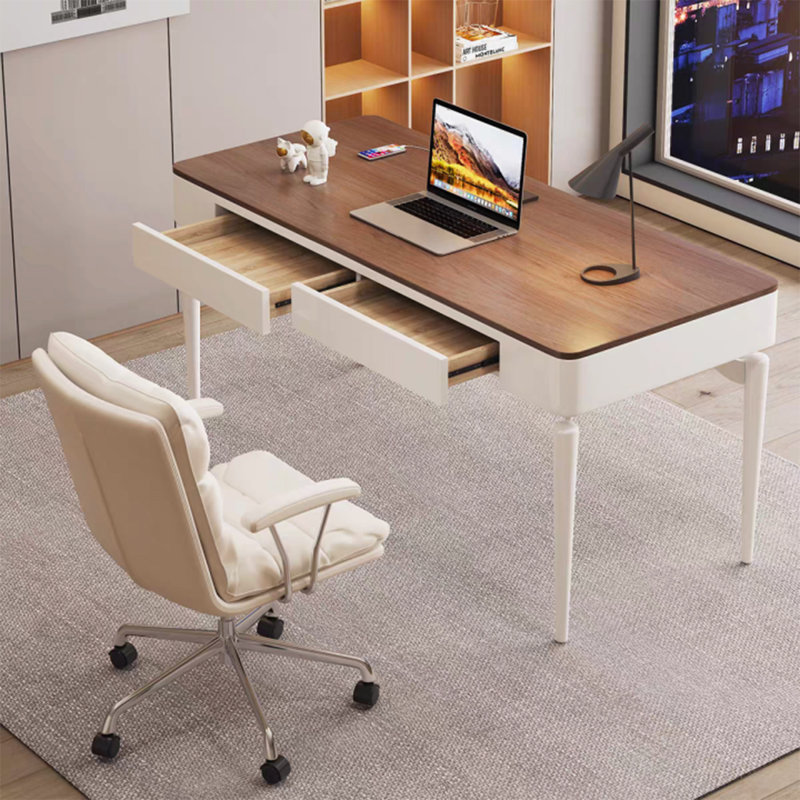 Bureau d'écriture en bois massif de style français French Cream, H 29,53 po x l 55,12 po x P 23,62 po