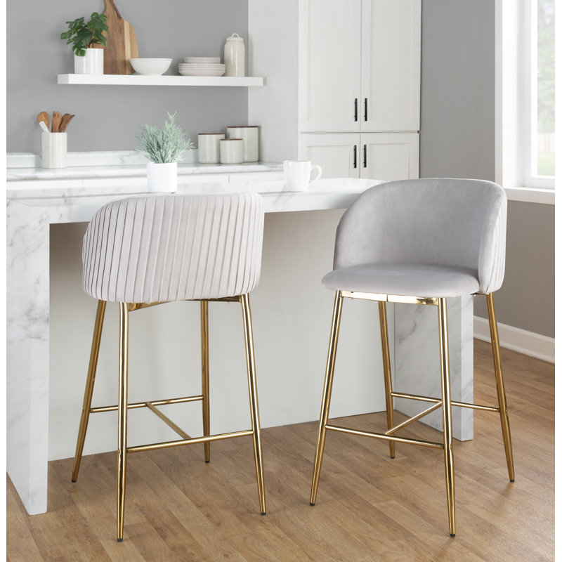 Trowbridge Upholstered Counter Stool with Metal Frame, Green, Gold
