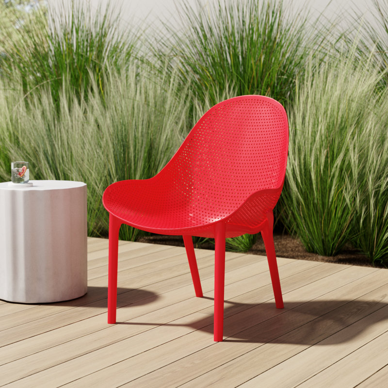 Farrah Outdoor Armless Lounge Chair, Red