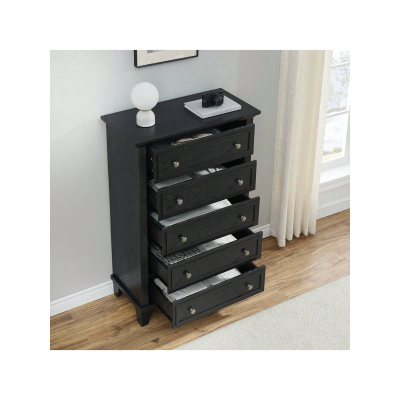 Modern 5 Drawers Dresser For Bedroom Dresser With Wide Drawers Wood Chest Of Drawers Tall Dresser For Bedroom Closet Living Room Hallway