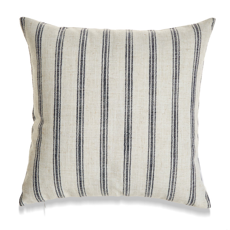 Coussin décoratif réversible French Stripe, Marine, Sans insert de coussin, 24 po x 24 po