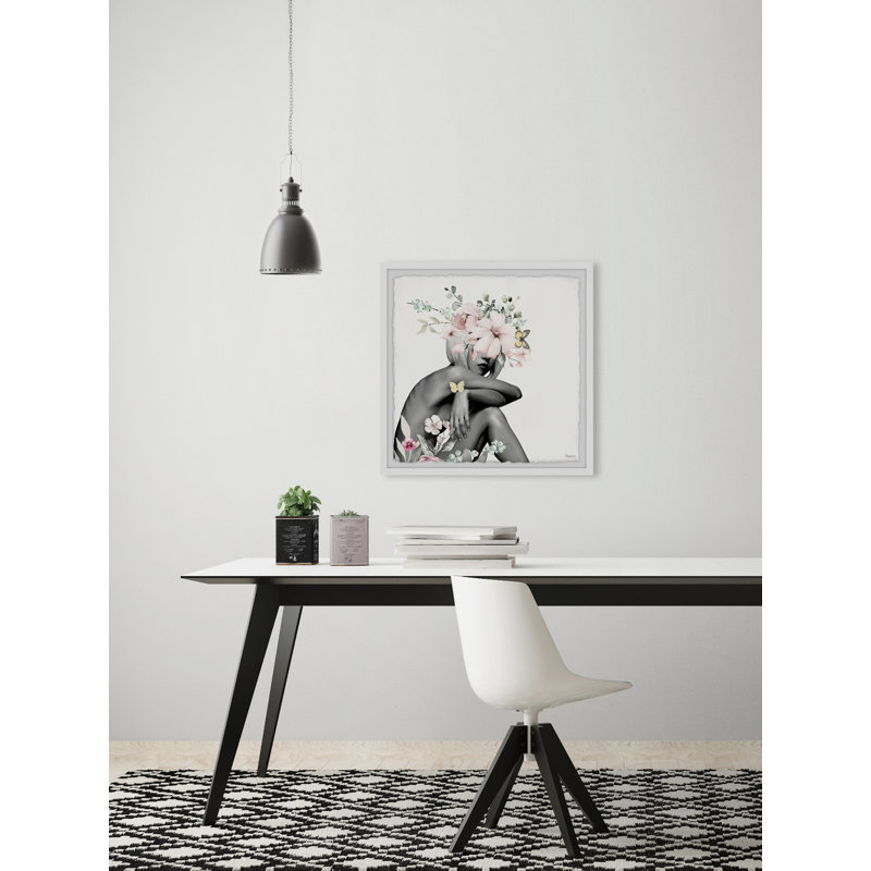 « ludique fleuri », reproduction encadrée, H 18 po x l 18 po x P 1,5 po