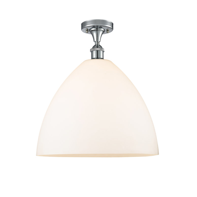 Plafonnier semi-encastré 1 lumière Yenesis, Blanc mat, H 18,75 po x l 16 po x P 16 po, Chrome poli