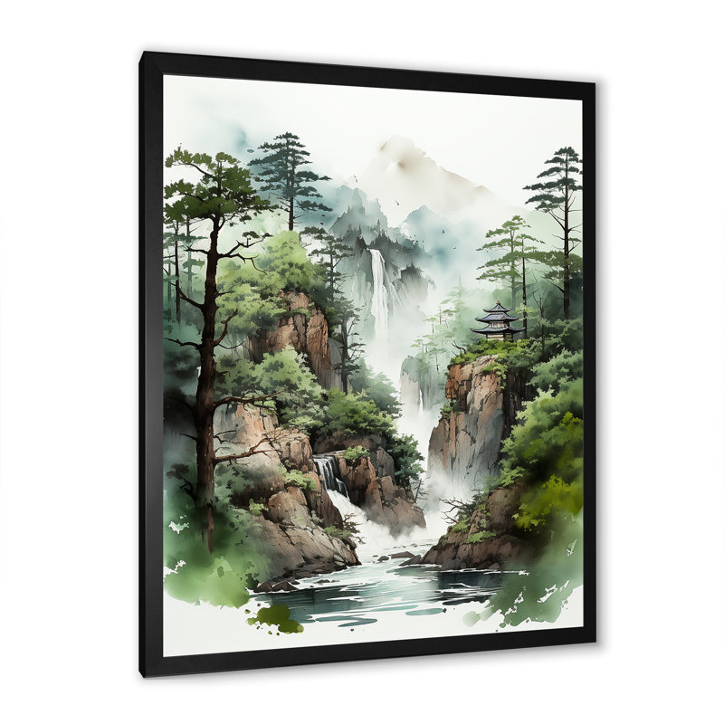Minimalisme Cliffside Reverie I, H 44 po x l 34 po x P 1,5 po, Cadre simple noir