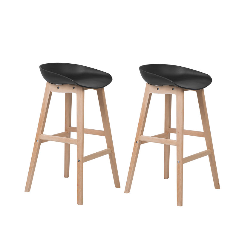 Benjamin Counter Stool with Solid Wood Frame, Black