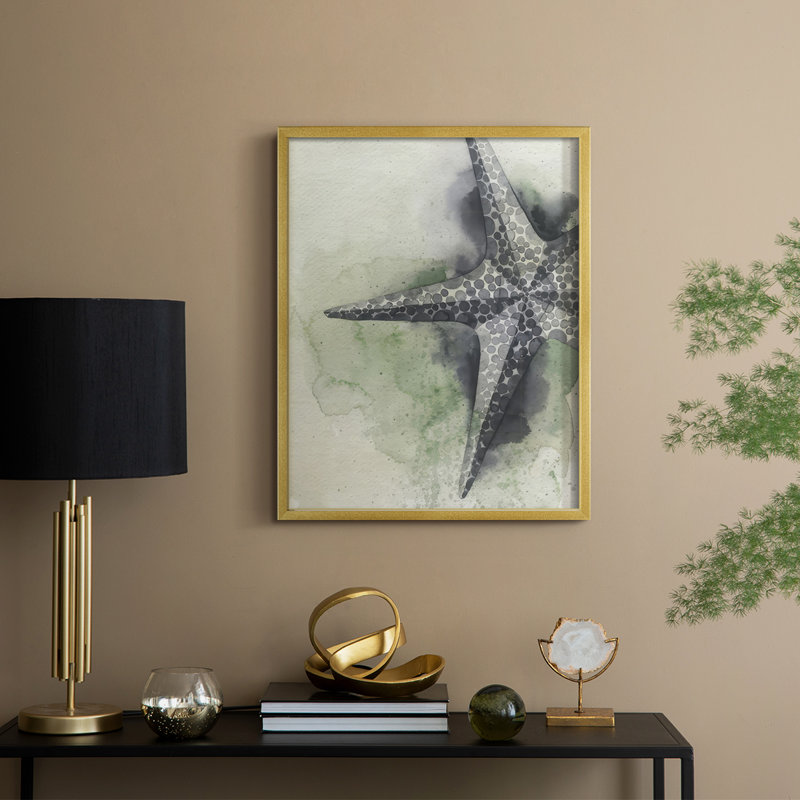 «Found Starfish II», reproduction encadrée - bois massif, H 21 po x l 17 po, Doré