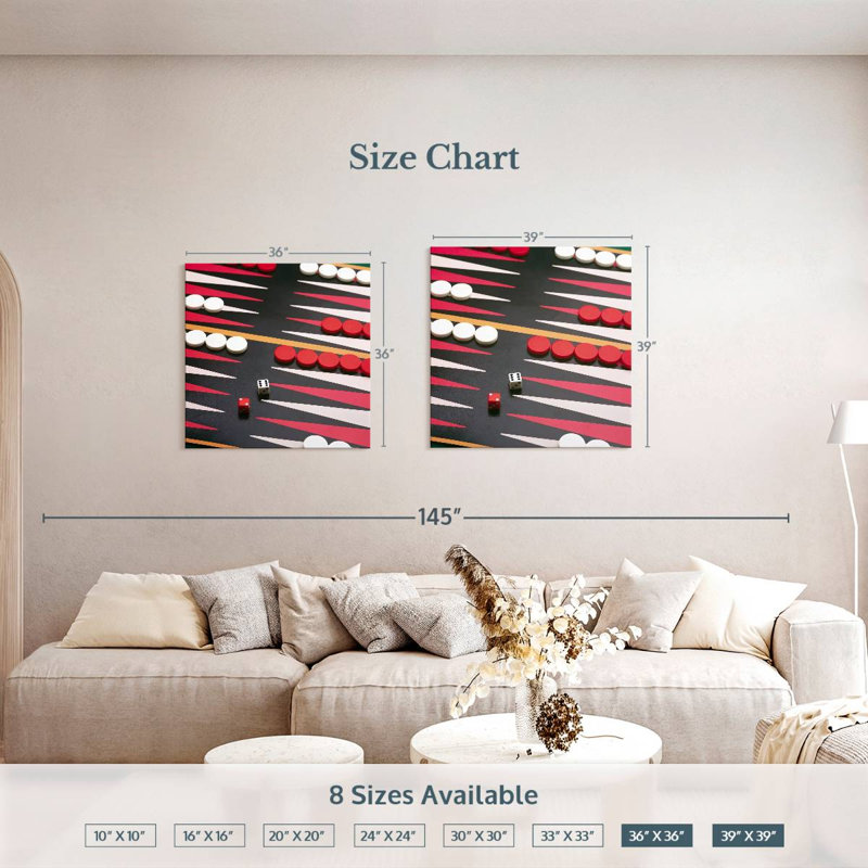 Senne Playing Backgammon, 39" H x 39" W