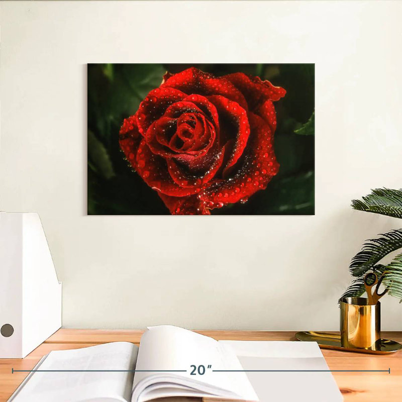 Élégante rose rouge rosée, H 8 po x l 12 po