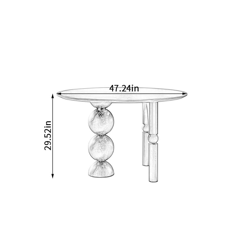 Table basse ronde en bois massif noir, H 29,52 po x L 47,24 po x l 47,24 po