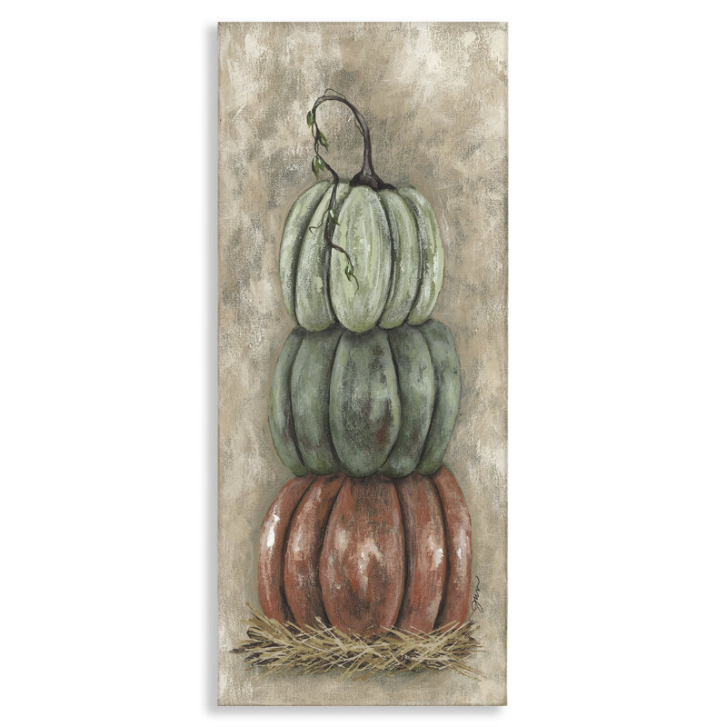 "Stacked Rustic Pumpkins", art mural par Julie Norkus, H 24 po x l 10 po