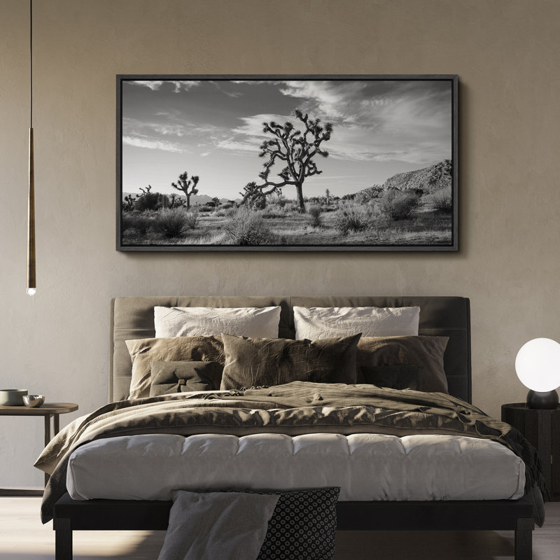 «Cactus Desert», impression sur toile encadrée, H 30 po x l 60 po, Noir, noir, noir, noir