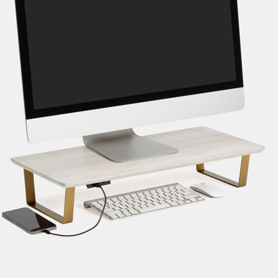 Giannah Wood Monitor Stand With USB Port