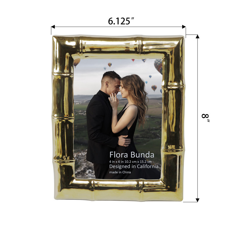 Gold Ceramic Bamboo Picture Frame, 4" x 6" 