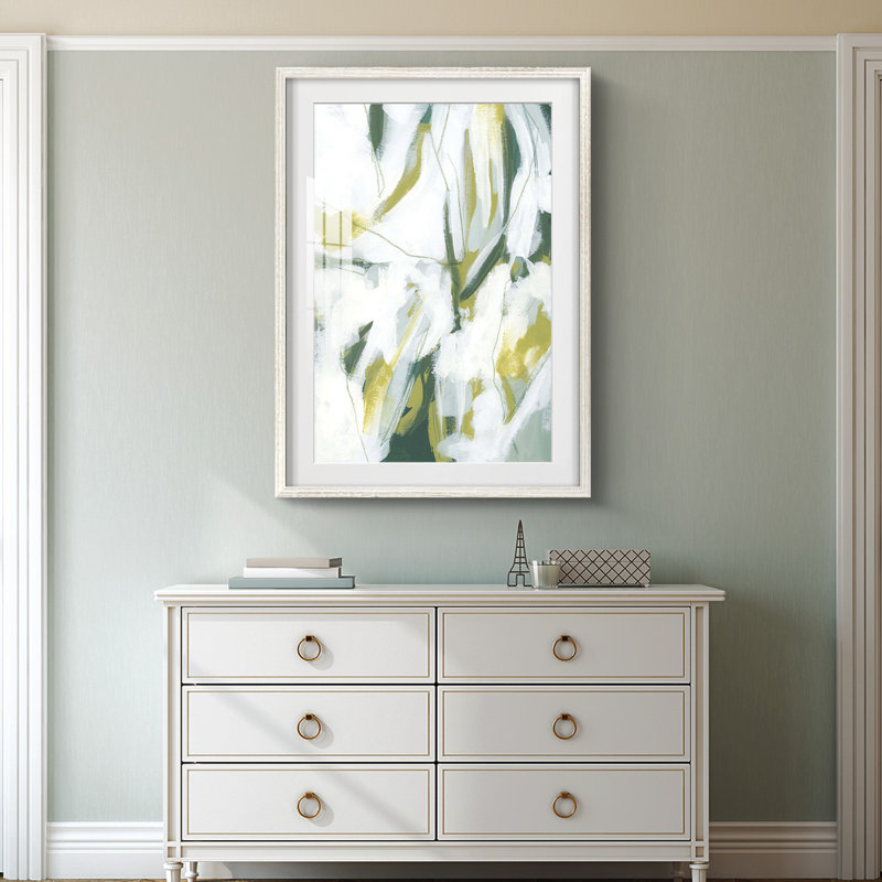 Emerald Ice I -Framed Print, 19.5" H x 16.5" W, White