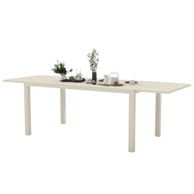 97.2"L Extendable Aluminum Outdoor Dining Table by Latitude Run