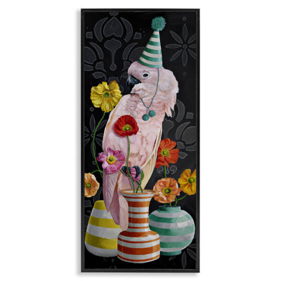 Cacatoès et vases rayés, estampe numérique, design par Heather